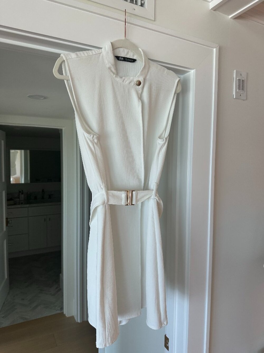 Zara - white buckled short jumpsuit - Large